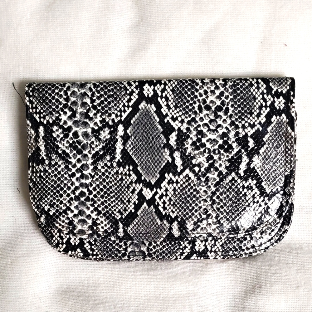 Mini Faux snakeskin black and white crossbody purse